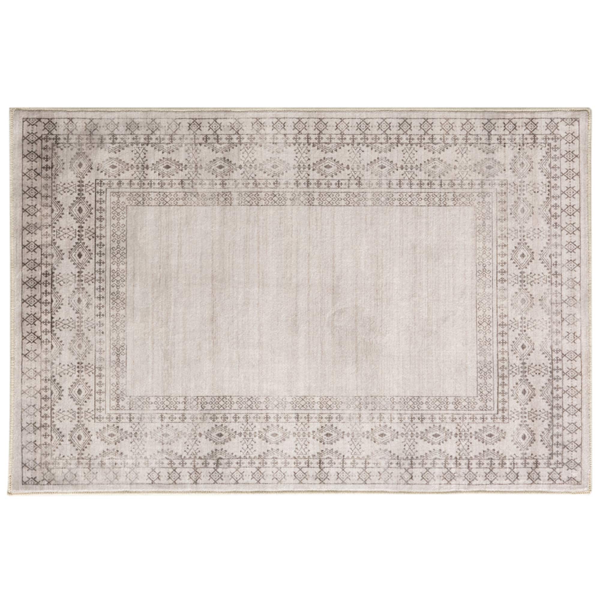 Taupe Border Washable Rug by Ashland